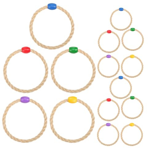 HEMOTON 15 Anneaux De Lancer en Corde De Sisal Jeu De Lancer D'Anneaux pour Enfants Jouets À Réutilisables pour Jeux De Plein Air Jardin Fête d'anniversaire Et Réunion De Famille