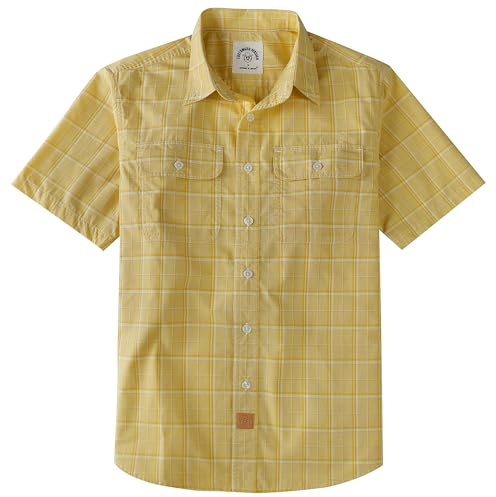Dubinik® Camicia Uomo Maniche Corte Casual Bottone Quadri Cotone con Tasche Regular Fit