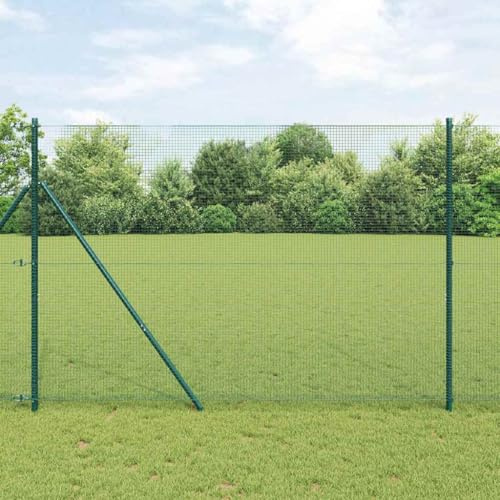 Valla de protección visual con postes, color verde, 1,5 x 10 m, acero para camping y estanque