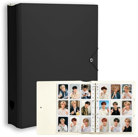 Kpop Fotokortsbindare, rymmer 450 kort – A4 9-ficksidor för 6,3 cm x 8,9 cm foton, fotokortalbum med hög kapacitet för Kpop-fotokort, Instax Mini, samlarkort och ID-kort, svart