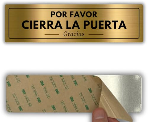 LEIASA | Señal Cierra la Puerta - 5x18 cm - Aluminio - No Dejarla Abierta