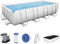Bestway Power Steel Frame Pool Komplett-Set mit Filterpumpe 549 x 274 x 122 cm , lichtgrau, eckig