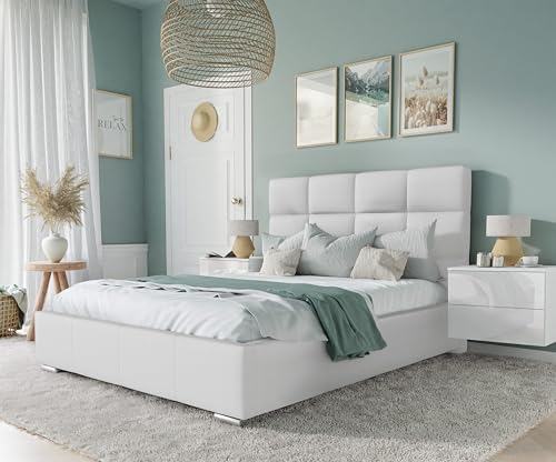 lukmebel SARA Polsterbett 180 x 200 cm mit Bettkasten - Doppelbett 180 x 200 mit Lattenrost - Bett 180 x 200 mit Stauraum Madryt 920