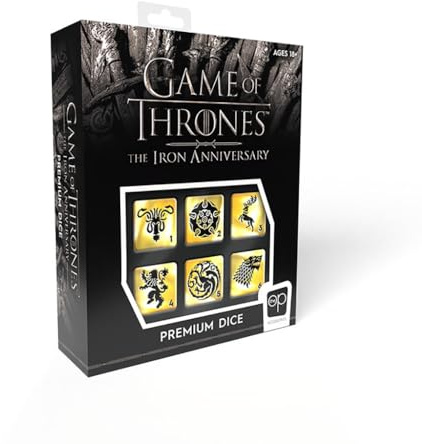 Game of Thrones Premium Dice Set | Collectible d6 Dice Featuring House Crests - Targaryen; Stark; Lannister; and More | Custom Dice with Collectible Drawstring Pouch | Officially Licensed 6-Sided Dice