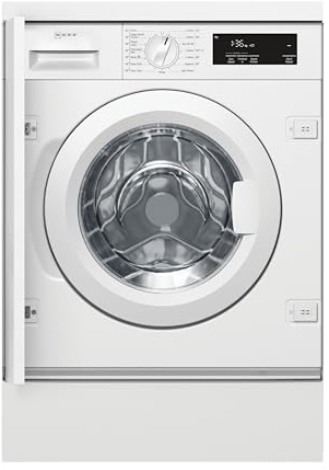 NEFF W543BX2GB Washing Machine with 8kg Capacity, 1400rpm Spin Speed, SpeedPerfect Function, Quick 15 Wash Cycle, White, Integrated