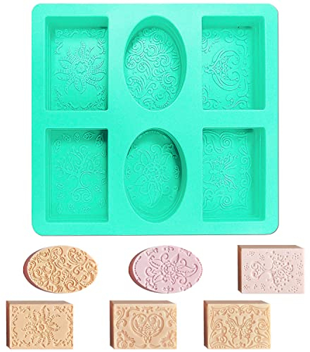Graplan Silikon Seifenformen, 6 Hohlräume Silikonformen für Seife, Silikonform Oval und Rechteckig für Seife DIY Formen,Kuchen,Backen,Schokolade