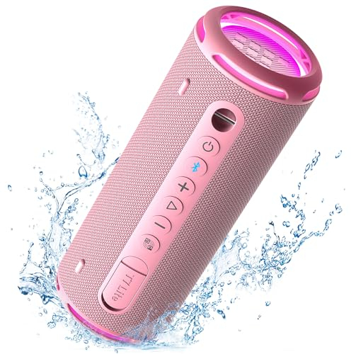 Tronsmart T7 Lite Portable Wireless Bluetooth Speaker with 24W Powerful Bass, Custom EQ, LED Light, IPX7 Waterproof, 24H Playtime, Bluetooth 5.3, TF Card, True Wireless Stereo for Party, Outdoor,Black