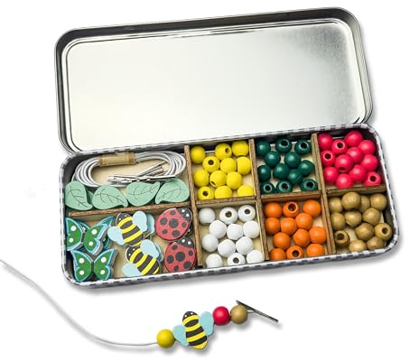 COTTON TWIST Kids Minibeast Bracelet Making Craft Kit - Children Creative Beading Jewellery Designing DIY Play Set with Tin - Suitable for 3-8 Years