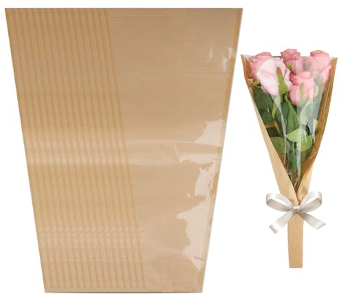 50 bolsas de envoltura de flores, bolsas de flores para ramos, bolsas de embalaje floral de papel kraft, mangas de ramo a granel para bolsas de regalo florales de floristería, boda, graduación