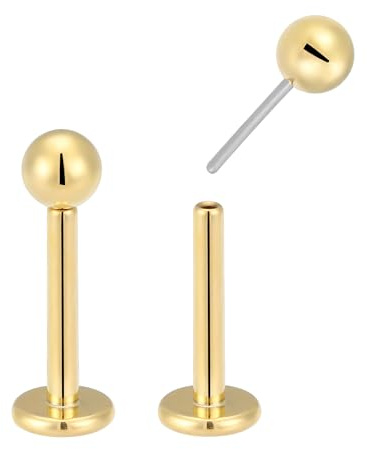 Piercad koala 2 st titan 20 G 18 G 16 G trådlösa platt baksida knoppörhängen labret tragus brosk läpp monroe snäcka kroppspiercing smycken
