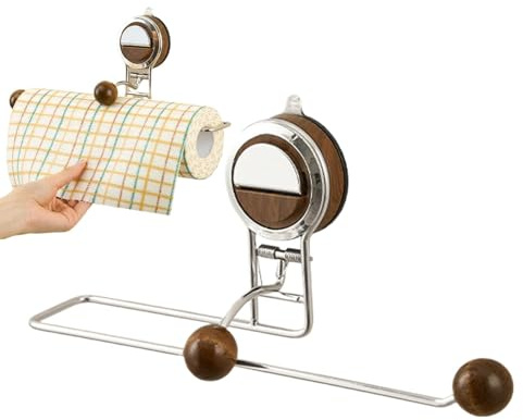 Automatischer Federdruckstab – Toilettenpapierhalter mit Saugnapf | Wandmontierter Papierrollenhalter aus Metall, selbstklebend, multifunktionaler Saugnapfhalter