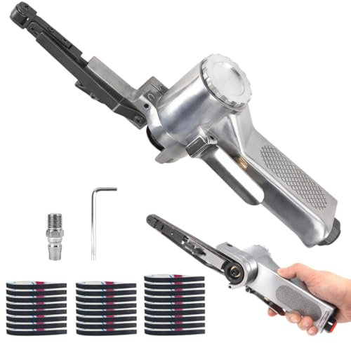Mini Lijadora Manual de Banda con Mango Giratorio 360°, Pulidora Pequeña, Herramientas Neumáticas, Ideal para Mantenimiento de Equipos y Limpieza de Superficies