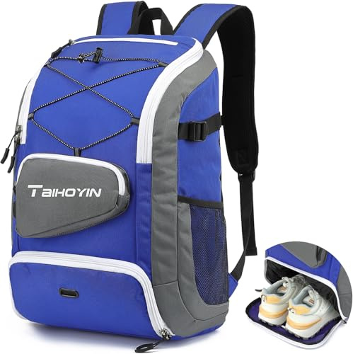 TAIHOYIN Sportrucksack Herren mit Schuhfach, Nassfach und Laptopfach 15,6 Zoll Wasserdicht Gym Schwimmrucksack 30L Reise-Sporttasche für Sport Fitness Strand, Blau