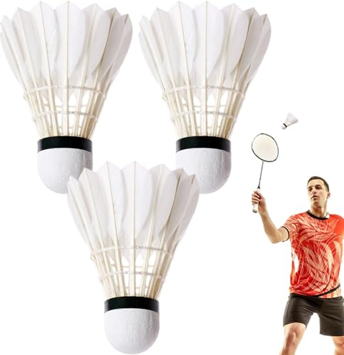 Volantes de plumas de pato, pelota de bádminton | 3 bolas de bádminton con plumas, volantes,Pelotas de bádminton de alta velocidad, equipos profesionales de entrenamiento de bádminton para interiores