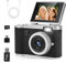 Appareil Photo Numérique, Appareil Photo Compact HD 1080P avec Carte de 32 Go, avec écran Rabattable de 2,4 Pouces à 180°, 8X Zoom Numérique Appareil Photo pour Enfants, Adolescents,Débutants (Noir)