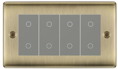 BG Nexus Antique Brass Quad Master Touch Dimmer Switch - Grey Insert