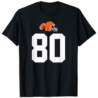 Americano Fútbol Casco Estilo Vintage Número 80 Camiseta