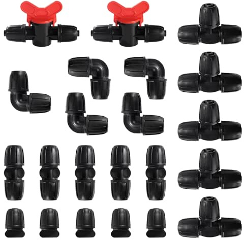 22 Pezzi Kit di Raccordi per Irrigazione per Tubi, Connettori Misti per Tubi Flessibili per Sistema di Irrigazione da Giardino, Kit Connettore Raccordo per Rubinetto Irrigazione