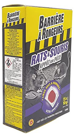 BARRIERE A RONGEURS BARASOPAT150 Lutte contre Rats & Souris - Appât sur pâte Noir 12 x 5 x 18.5 cm 150 g