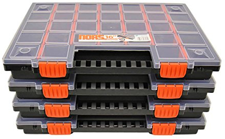 Sortimentskasten Sortimentskoffer schrauben Sortierbox groß Kleinteilemagazin mit Fächer individuell einteilbar Organizer im 4er SET ca. 399 x 303 x 50 mm