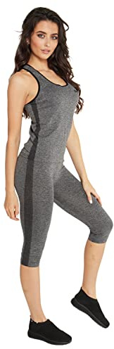 Women's 2Pc Yoga Vest Bra Sport Gym Sports Legging Pants Ladies Outfit Wear Set Size 8-14 (UK Size S/M(8-10), Black)