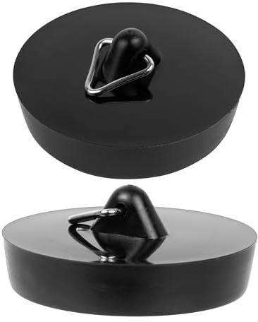 Universell Handfatspropp, Köksho Propp för avlopp Ø 45.5 till 42 mm, 1-3/4, 2-pack, PVC, Svart, Kök-spropp, Tvättställ, Tvättfatspropp, Diskho Stoppare, Avloppspropp för badkar, dusch, diskbänk