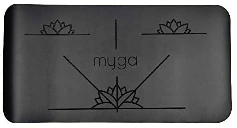 Myga RY1334 - Alignment Yoga Pad Mat - Non-slip Pads for Extra Cushioning with your Knee - Elbow and Hand Support - 66 x 34 cm - 5mm Thickness - Black