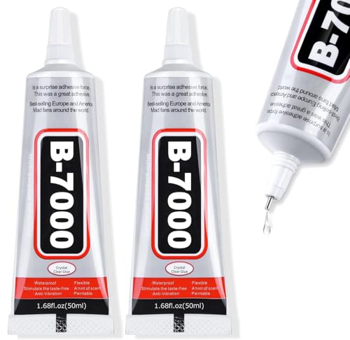 B7000 Jewelry Glue Clear, 3.7 fl oz Craft Adhesive with Precision Tip, Multi-Function Fabric Glue for Metal, Stone, Nail Art, Bead, Jewelry Making, Wood, Glass (50 ML, 2)