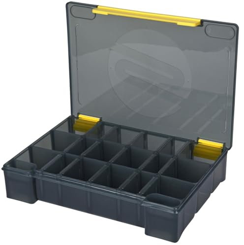 SPRO TBX Tacklebox & Werkzeugkiste - Robuster, wasserfester Kunststoff, versteckte Scharniere, flexible Fächer, modulare Größen - Perfekt für Angel- und DIY-Aktivitäten (Dark, 50M)