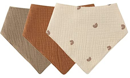 ISAKEN Baby Triangulär halsduk, 5 stycken dregellappar, mjuka och absorberande muslinhalsdukar med 2 justerbara tryckknappar, haklappar för pojkar, flickor, nyfödda
