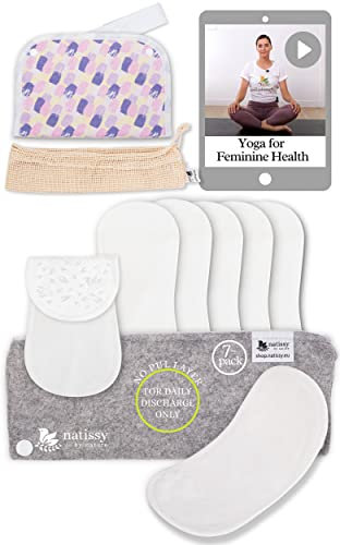 Öko Slipeinlagen waschbar mit rutschfestem Druck aus Bio Baumwolle (Größe S, 7er-Pack); dünne Slipeinlagen Damen, Mädchen; waschbar bei hoher T°; 100% Atmungsaktiv (kein PUL) für täglichen Ausfluss