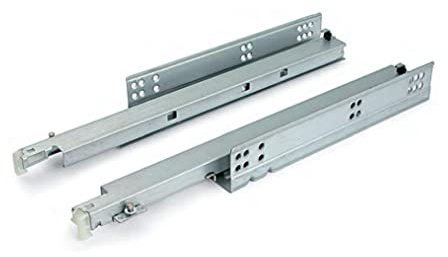 Juego Guía cajón regulación lateral en altura, para muebles de cocina, armario, extracción total con sistema de auto frenado, rieles con aguante de peso de 35kg (300mm)