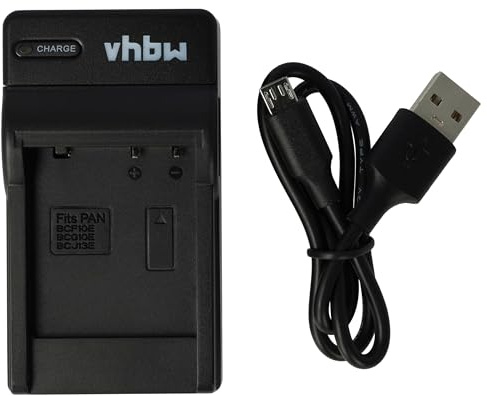 vhbw Cargador USB-C Compatible con Panasonic Lumix DMC-FS30 | DMC-FS25S, DMC-FS30A, DMC-FS30K cámara videocámara/batería + cable USB-C + LED