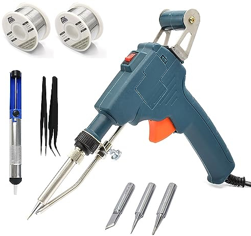 Fer à Souder Kit de Soudage Electrique, 60W Pistolet à Souder Outil de Soudage à Une Main Fil à Souder et Pompe à Dessouder pour L'électronique et Les Réparations, Fer à Souder Etain Pour Bijoux