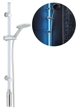 Avilia Duschstange mit Duschkopf - Duschstange mit LED-Lichtern, aus ABS und Edelstahl, 74 cm, silberfarben