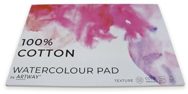 Artway Aquarellblock, A4, kaltgepresst, 300 g/m², 100% Baumwolle, 12 Blatt, weiß