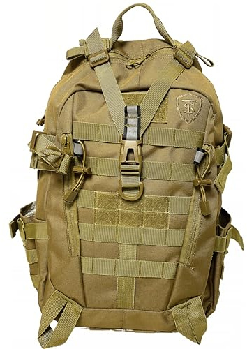 Mochila Militar Molle Táctica RUSH 25L Cordura 600D para portatil COYOTE | Mochila Militar/Táctica/Molle/Acampada/Senderismo/Deporte/Bug Out | Mochila de Asalto del ejército|KT-25L-CYT