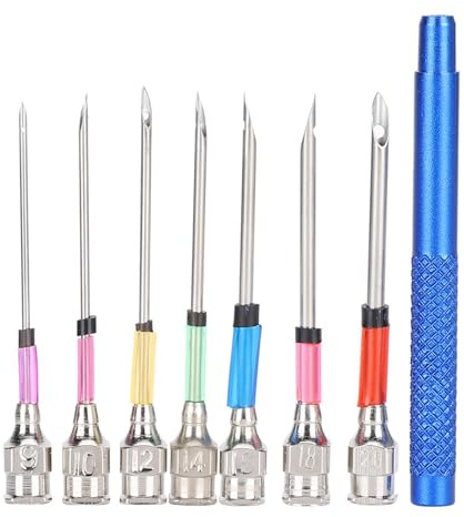 Punch Needle Set, Kit da Ricamo con 8 Pezzi, Penna da Ricamo con 7 Aghi di Ricambio, Strumento per Punto Fai da Te, per Principianti