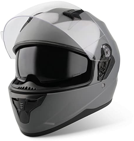 VINZ Kennet Casque intégral avec visière Solaire | Casque de Moto intégral homologué ECE 22.06 | Casque Full-Face pour Moto et Scooter | pour Femmes et Hommes | Tailles XS-XXL - Titane
