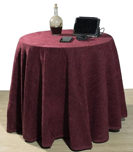 TE Texna Falda de Mesa Camilla de Chenilla enaguilla Otoño-Invierno-Primavera-Verano Calidad Mantiene el Calor fresquita en Verano 23% acrílico 37% algodón, 48% poliéster (Granate, 80)