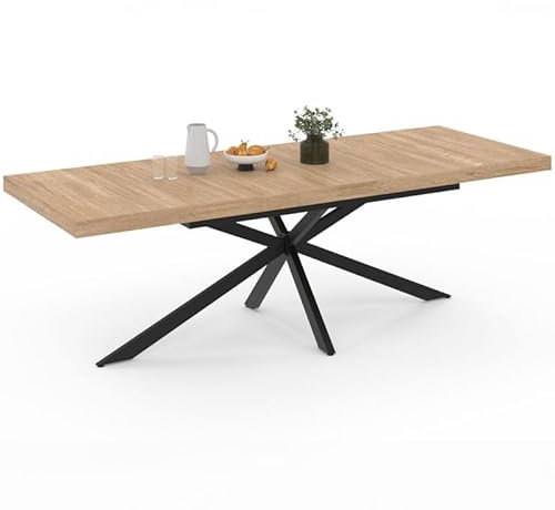 IDMarket - Table à Manger Extensible Rectangle Alix 8-12 Personnes Pied araignée Bois et Noir 200-240 cm