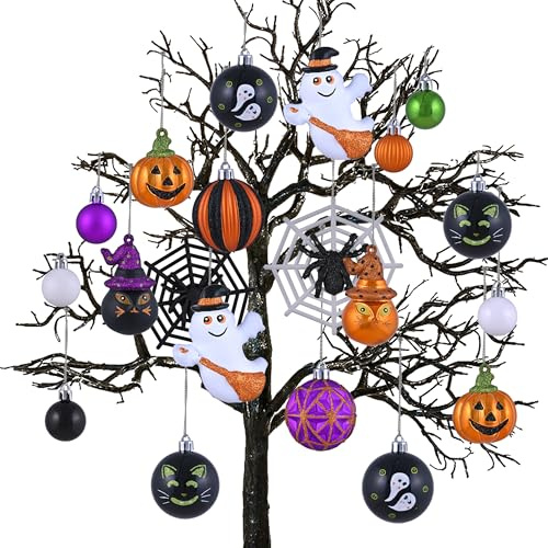 Valery Madelyn 40 Stücke Halloween Kugeln Ornamente, Freche Dekorative Bruchsichere Halloween Hängende Baumkugeln Anhänger(M)