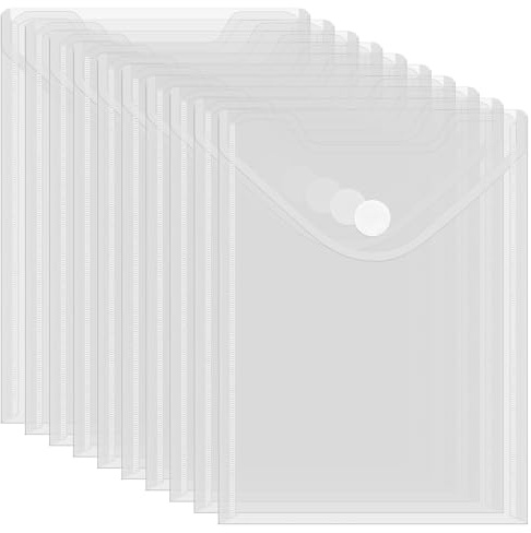 Lot de 10 porte-documents A5 verticaux - Pour classer des documents - Pochettes transparentes avec fermeture - Imperméables - Pour organisation de documents - 25 x 18 cm