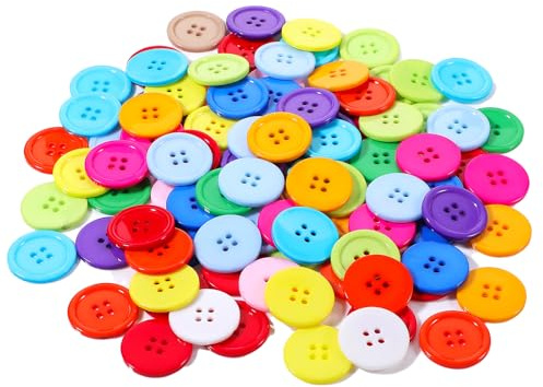 100 Stück Knöpfe Bunt 25mm Knöpfe zum Annähen Bunte Bastelknöpfe Kinderknöpfe Geschenk Deko Harz Bastel Große Knöpf für Nähen DIY Scrapbooking Handwerk Dekorieren