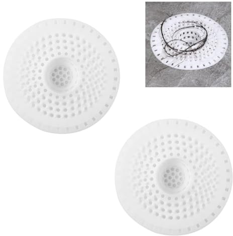 Teouuas 2 Piezas Atrapa Pelos Ducha, Coladores de Drenaje de Silicona, Filtro Desague Ducha con Ventosas Fuertes, Filtro de Cabello Plegable para Baño, Bañera y Cocina, Anti-Atascos (Blanco)