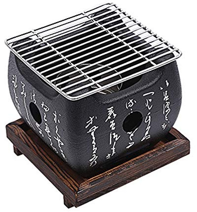 Portable BBQ Grill Mini Table-top Charcoal Grill Portable Japanese BBQ Grill Charcoal Stove with Wire Mesh Grill and Base BBQ Grill Utensils for Barbecue, 12cm×12cm