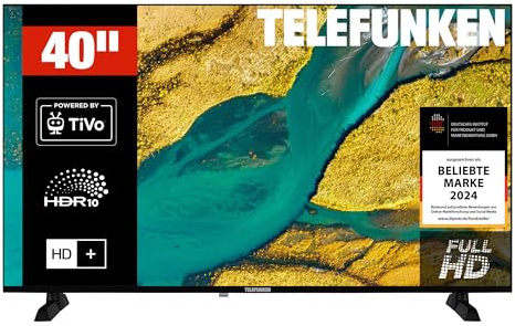 TELEFUNKEN Fernseher 40 Zoll Smart TV Powered by TiVo Full HD, HDR TV mit Triple-Tuner und 6 Monate HD+ inkl., LED Fernseher XF40TP900S (2026)