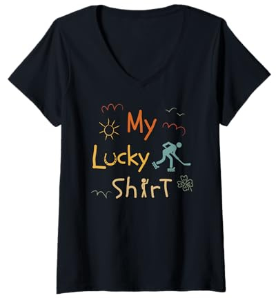 Femme Hockey sur roulettes Vintage Roller-Hockey Inlinehockey T-Shirt avec Col en V