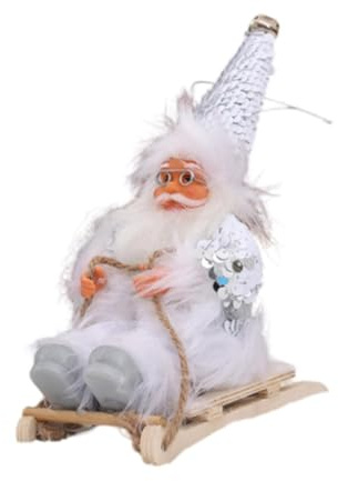 VUIUYOIES Realistisk jultomtefigur för festlig heminredning Lägg till julberlock var som helst där juldocka ska placeras på bordet Jultomtefar bordsdekorationer inomhus, Vit, 6.5x13.5x19 cm