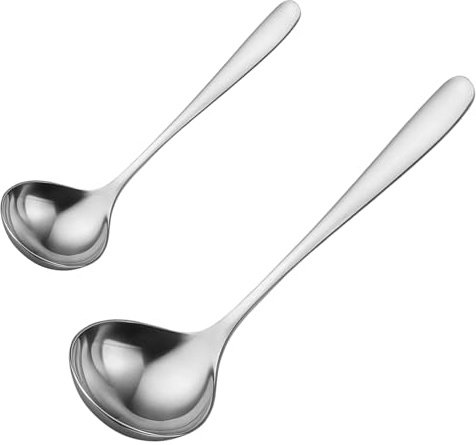 Soßenlöffel 2er Set, Schöpflöffel aus Edelstahl, Soßenkelle für professionelle Küchenarbeit, Ideal zum Servieren von Saucen und Suppen, Praktische Schöpfkelle klein mit ergonomischem Griff, Maße 17 cm